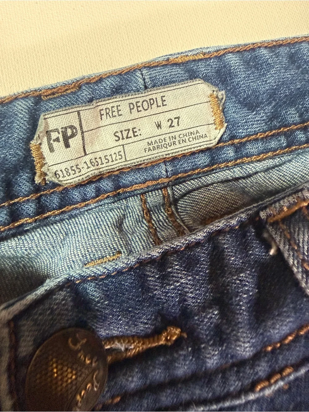 Free People Mid Blue Distressed Skinny Jeans